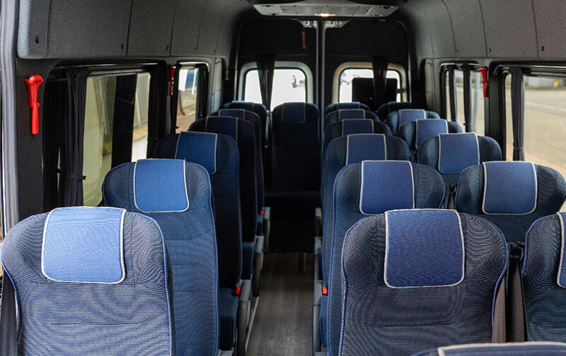 Minibus rear seating and luggage space